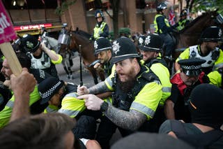 Dozens of protesters and counter-protesters are at Castle Park, Bristol